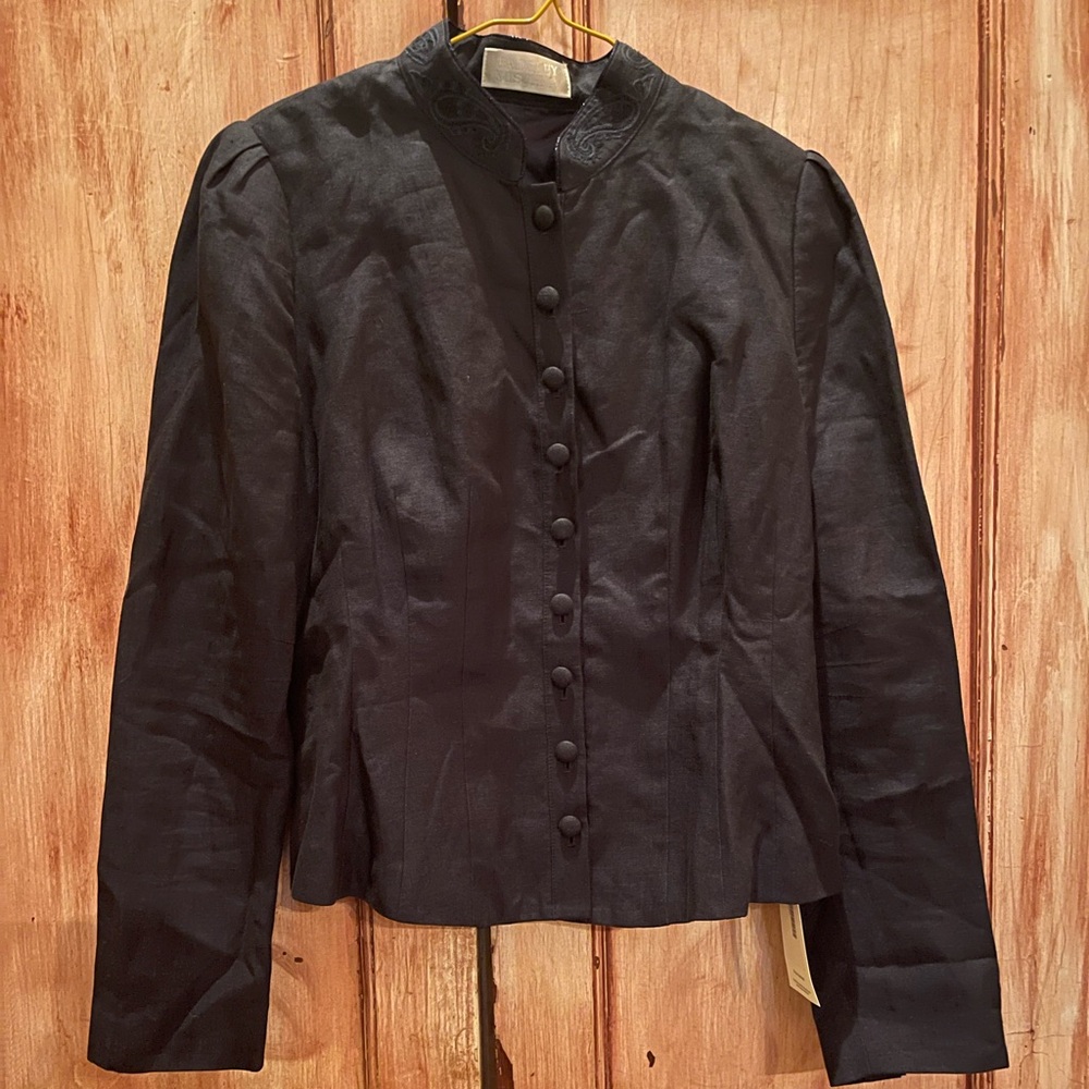 Navy Blue Badgley Mischka jacket with Victorian buttons
